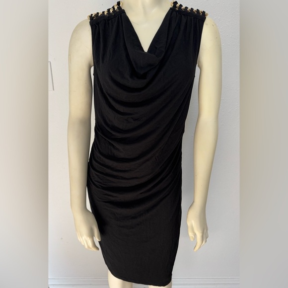 Peter Nygard Dresses & Skirts - EUC Flattering Little Black Dress With Gold Shoulder Details Peter NyGard Sz 8